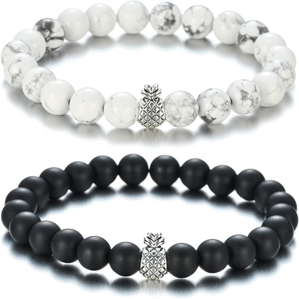 8mm Beaded Pineapple Bracelets for Women Men Best Friend Bracelet Stretch Charm